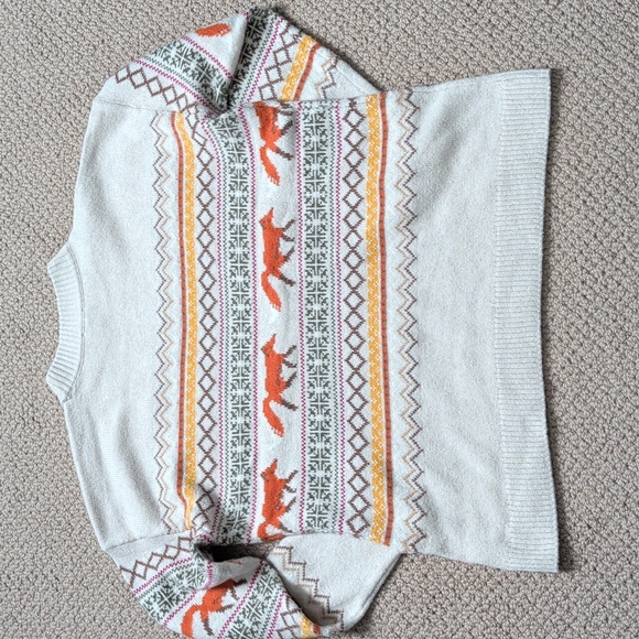 Fair Isle Highland Fox Mockneck Cotton Blend Pullover Sweater L - Picture 7 of 11